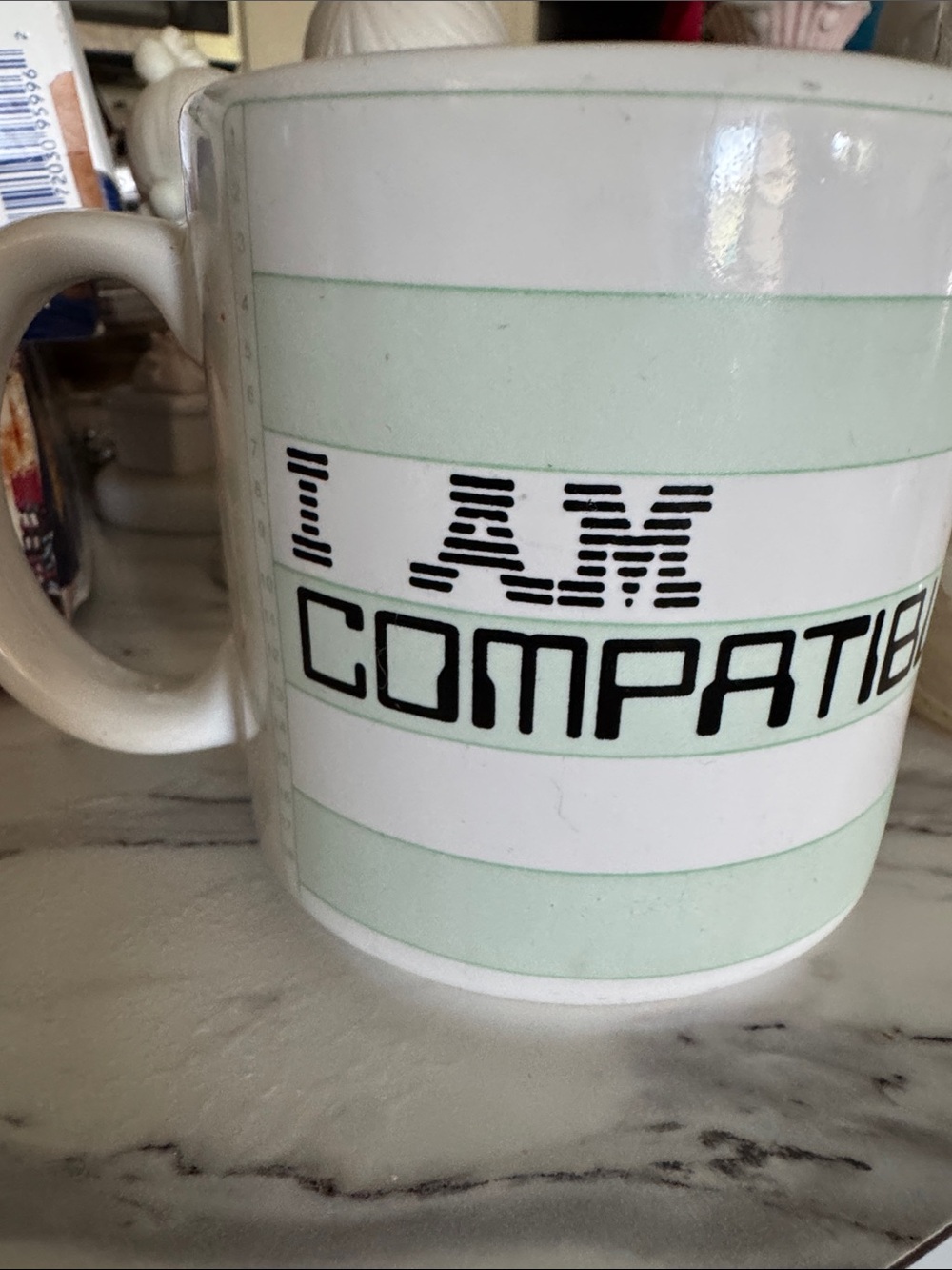 1984 Taylor Mint and Black 'I AM COMPATIBLE' Ceramic Mug
